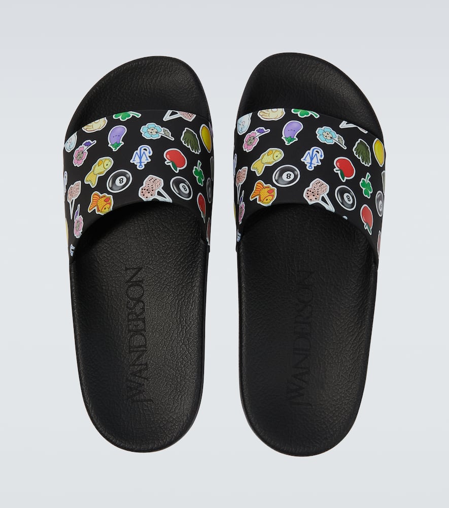 Shop Jw Anderson Printed Slides In Black