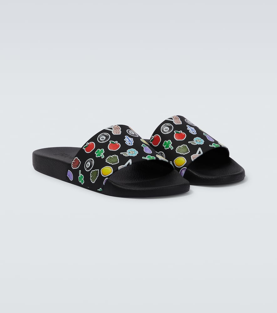 Shop Jw Anderson Printed Slides In Black