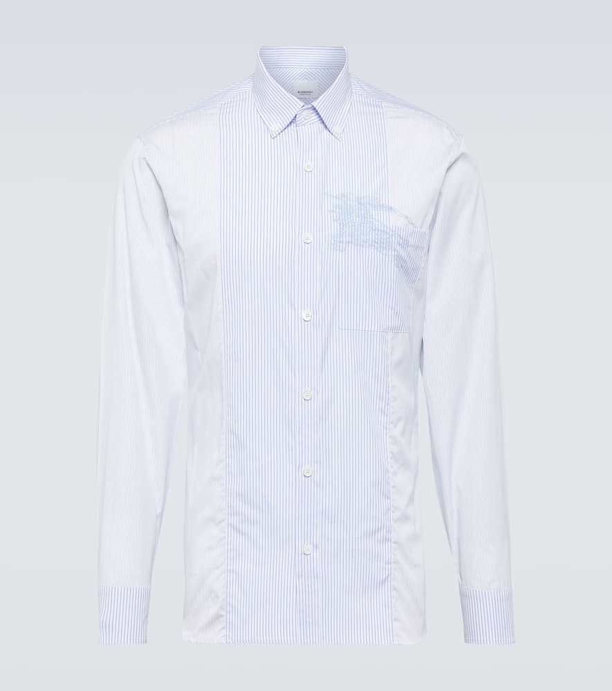 Shop Burberry Monogram Ekd Cotton Shirt In Blue