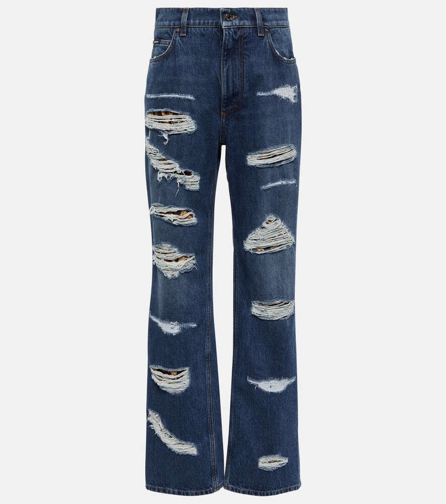 Dolce&Gabbana Distressed High-Rise Jeans Blue Uk Size 6 Women's - Image 1