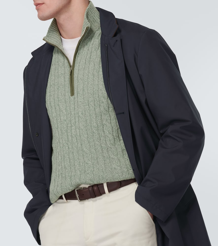 Shop Loro Piana Treccia Cable-knit Cashmere Sweater In Green