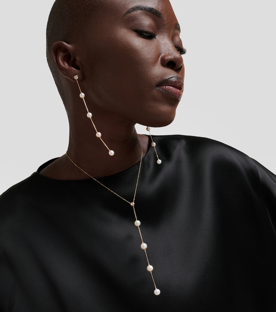 Mateo 14kt gold necklace with diamonds and pearls