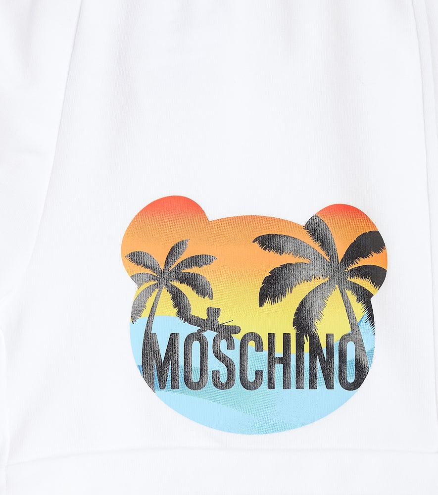 Shop Moschino Printed Cotton-blend Jersey Shorts In White