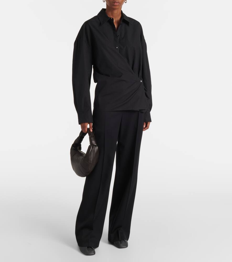 Lemaire Twisted Cotton Shirt In Blue