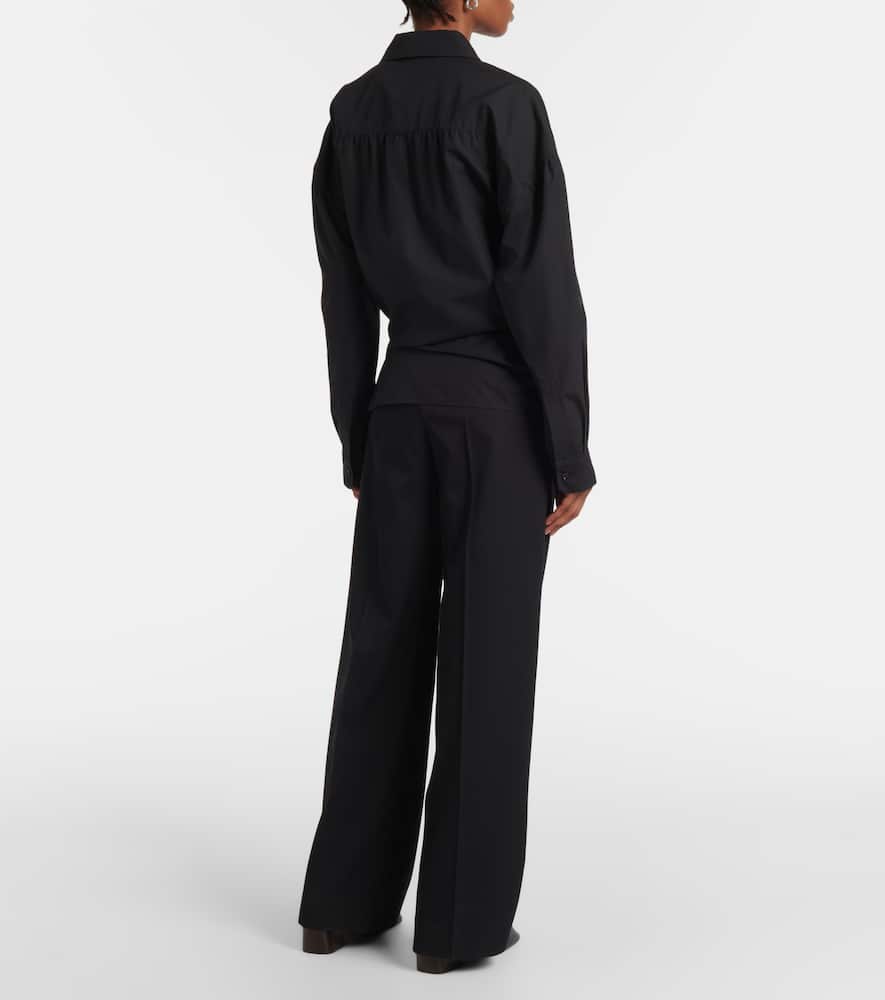 Lemaire Twisted Cotton Shirt In Blue