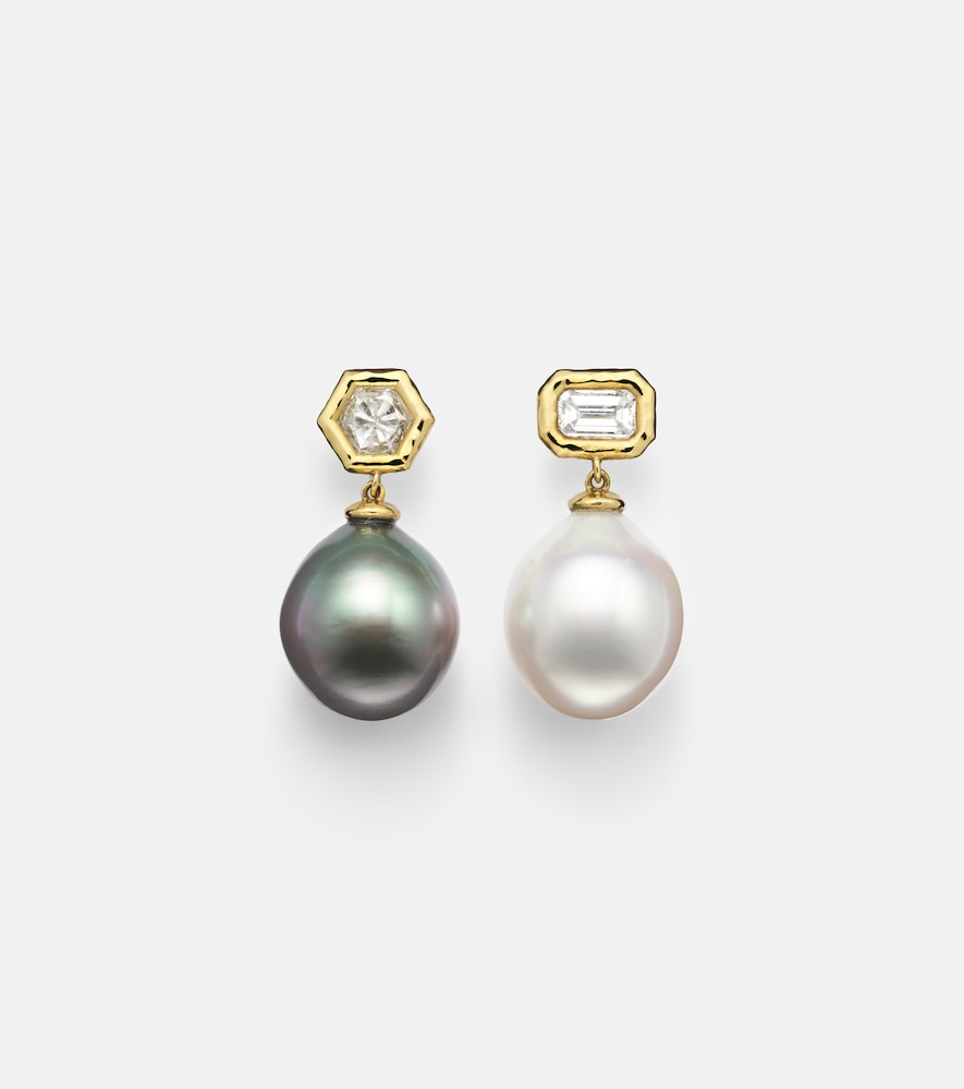 Octavia Elizabeth 18kt yellow gold earrings with diamonds and pearls
