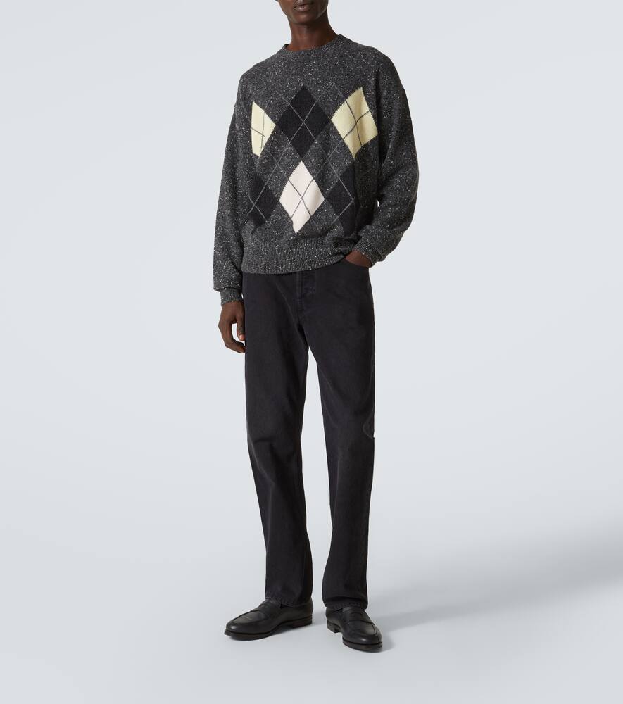 The Row Pincer Argyle Cashmere Sweater In Grey