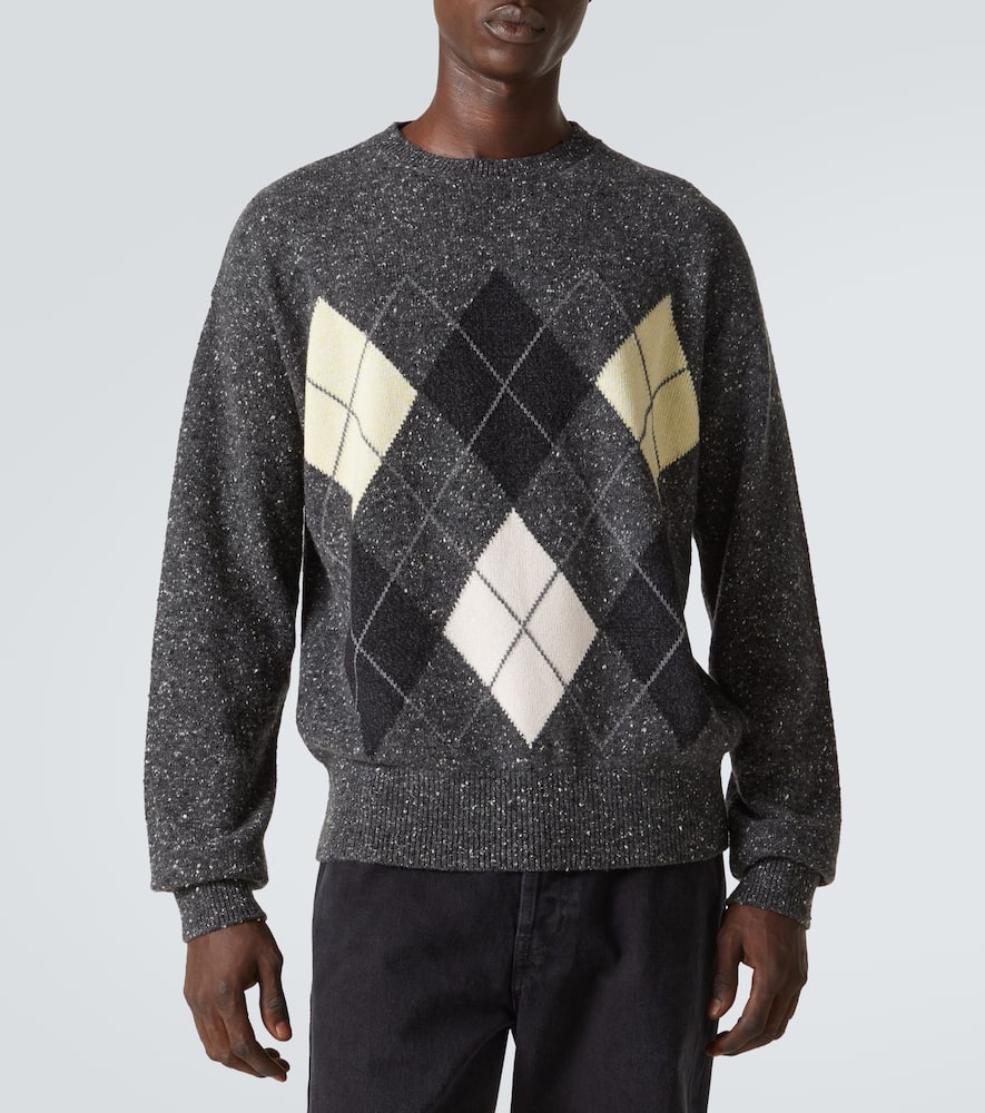 The Row Pincer Argyle Cashmere Sweater In Grey