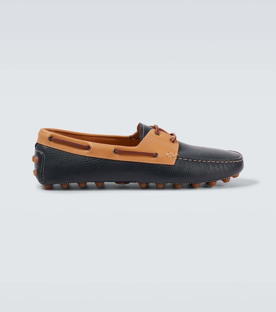 Tod's Gommino Bubble Leather Lace Up Boat Shoe In Blue