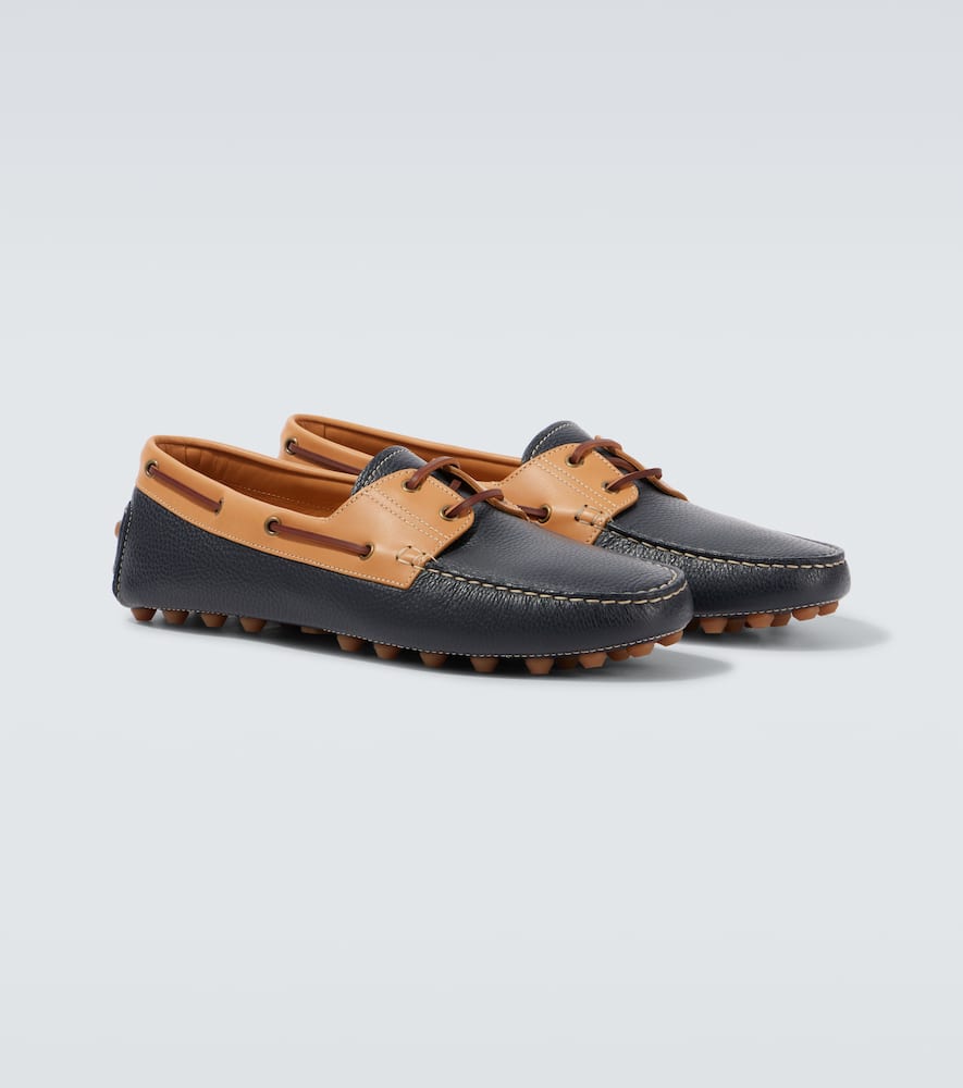 Tod's Gommino Bubble Leather Lace Up Boat Shoe In Blue