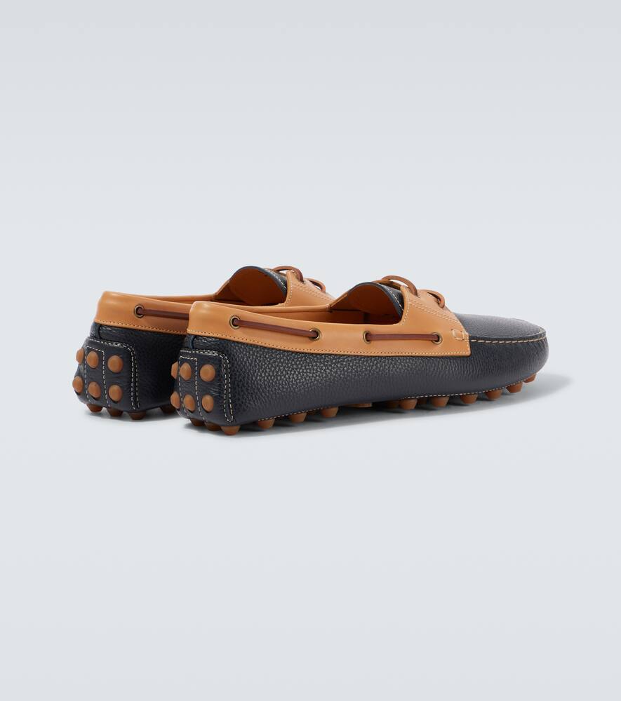 Tod's Gommino Bubble Leather Lace Up Boat Shoe In Blue