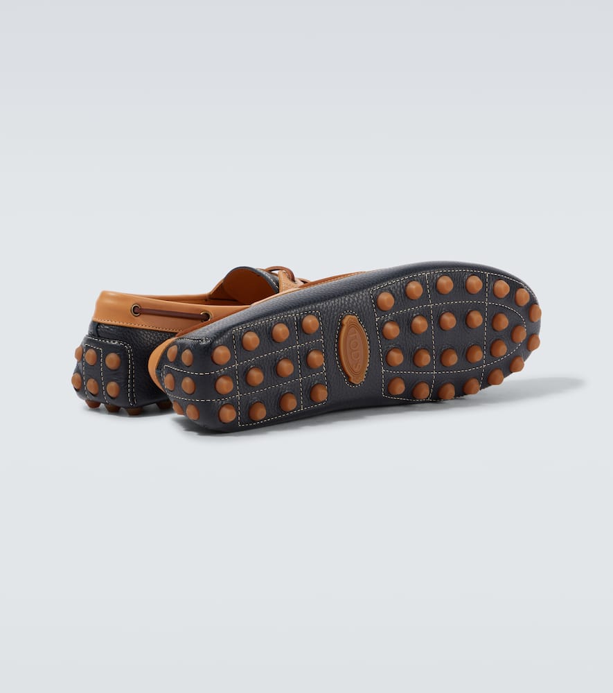 Tod's Gommino Bubble Leather Lace Up Boat Shoe In Blue