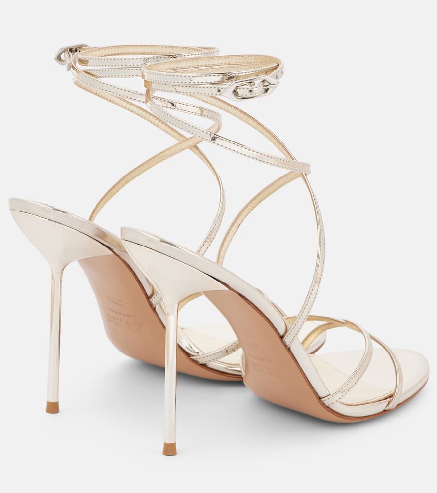 Paris Texas 105mm Liz Mirror Leather Lace Up Sandals In Gold