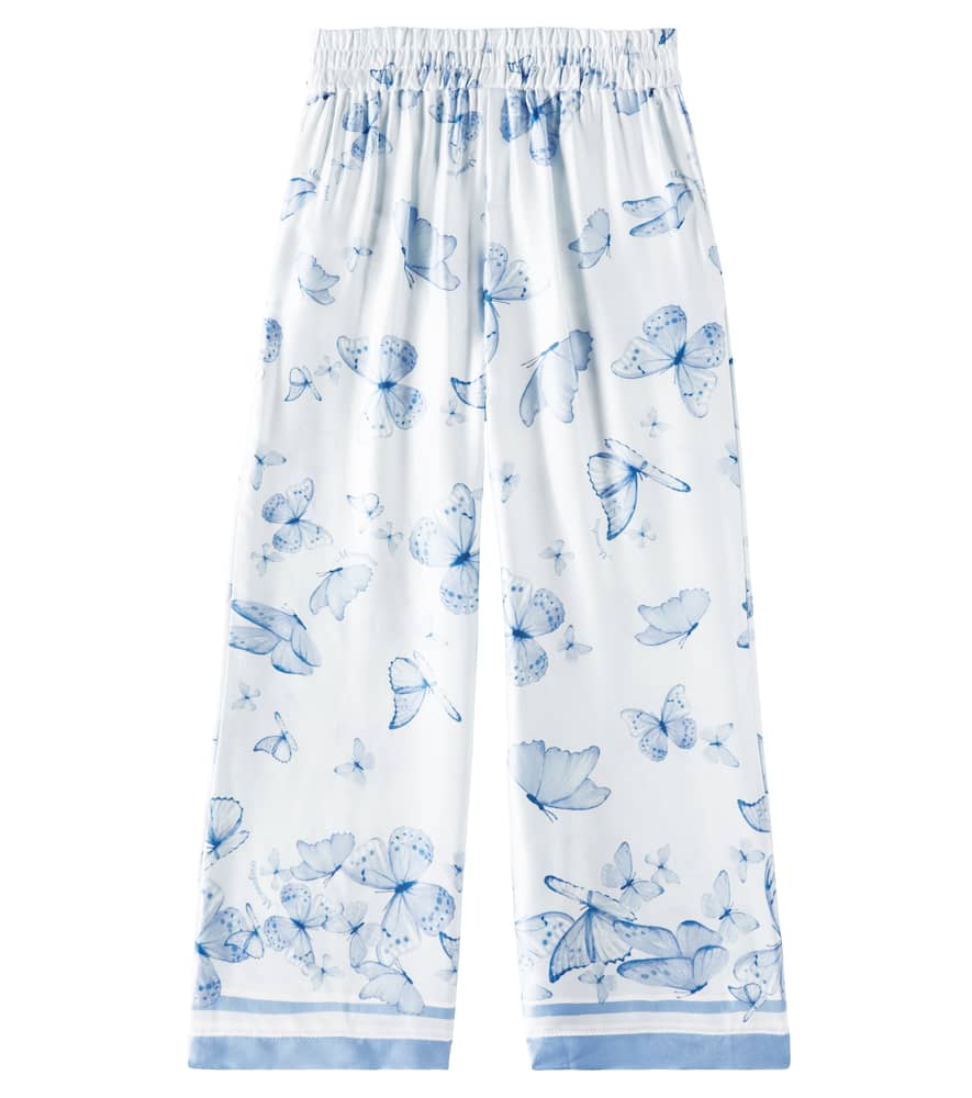 Monnalisa Butterfly-print Trousers In Pink