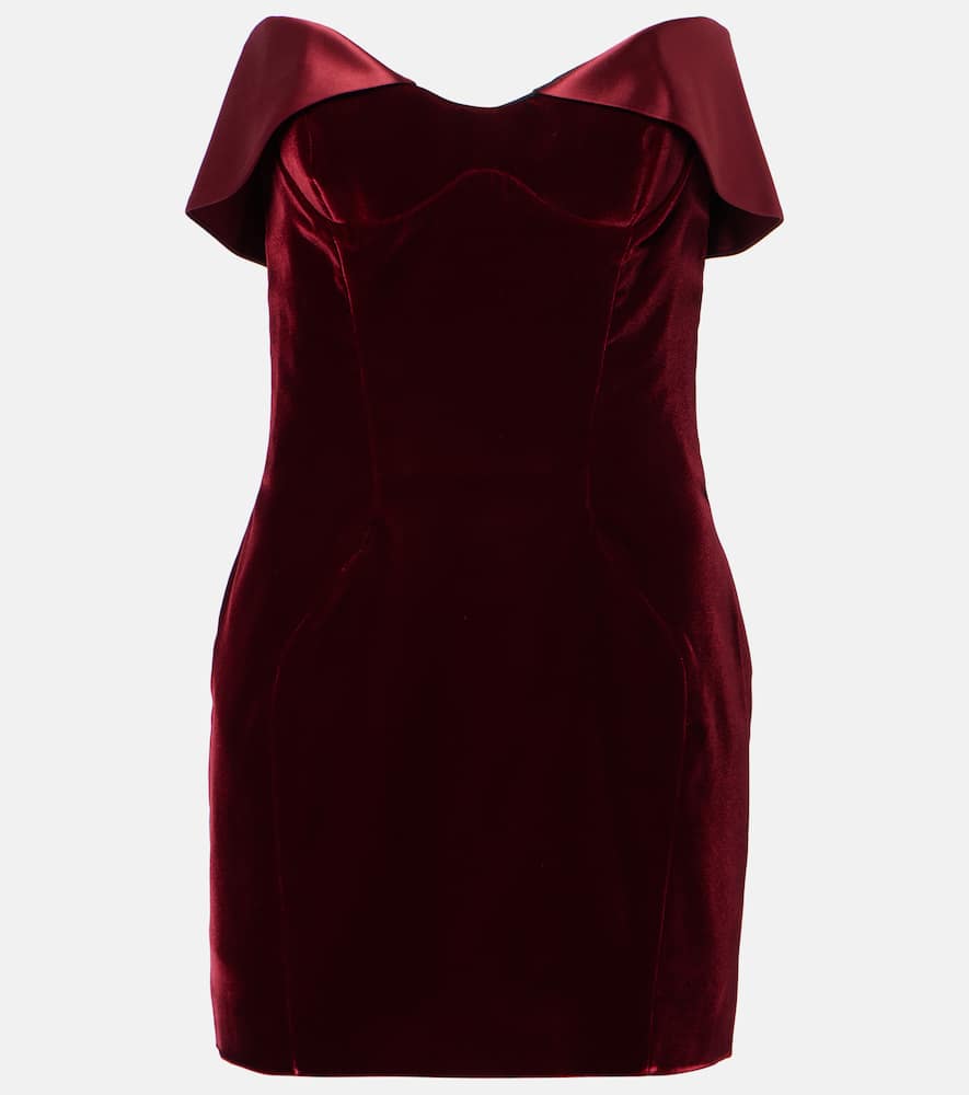 Mugler Satin-trimmed Velvet Minidress In Rot