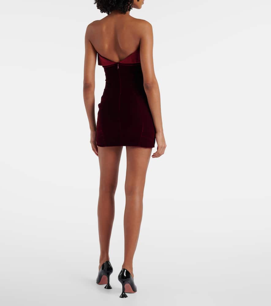 Mugler Satin-trimmed Velvet Minidress In Rot
