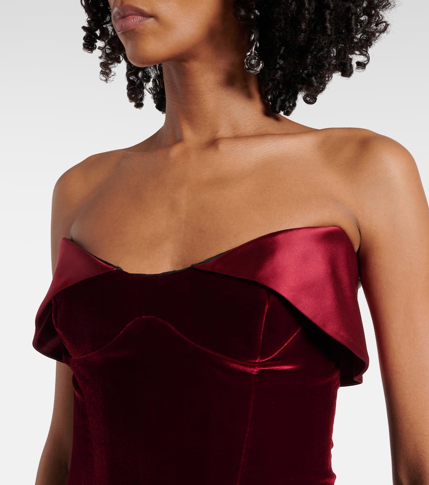 Mugler Satin-trimmed Velvet Minidress In Rot