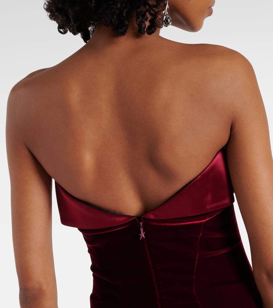 Mugler Satin-trimmed Velvet Minidress In Rot