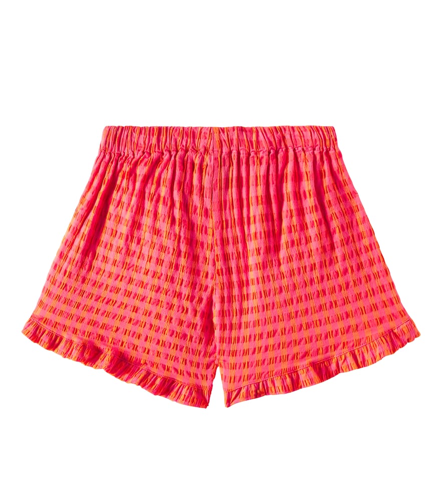 Bobo Choses Ruffled Vichy Cotton-blend Shorts In Pink