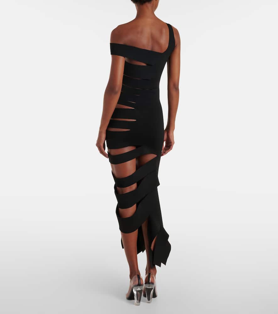 Mugler One-shoulder Cut-out Dress In Black