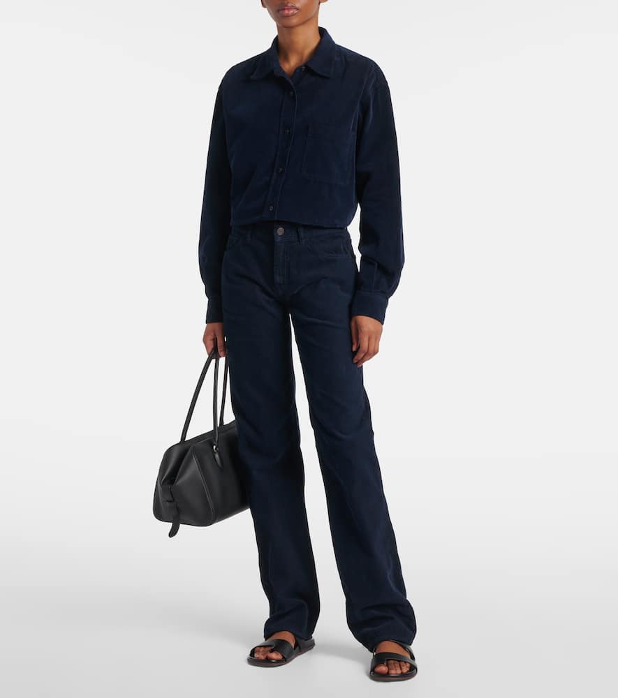 The Row Carlyl Cotton Corduroy Slim Pants In Blue