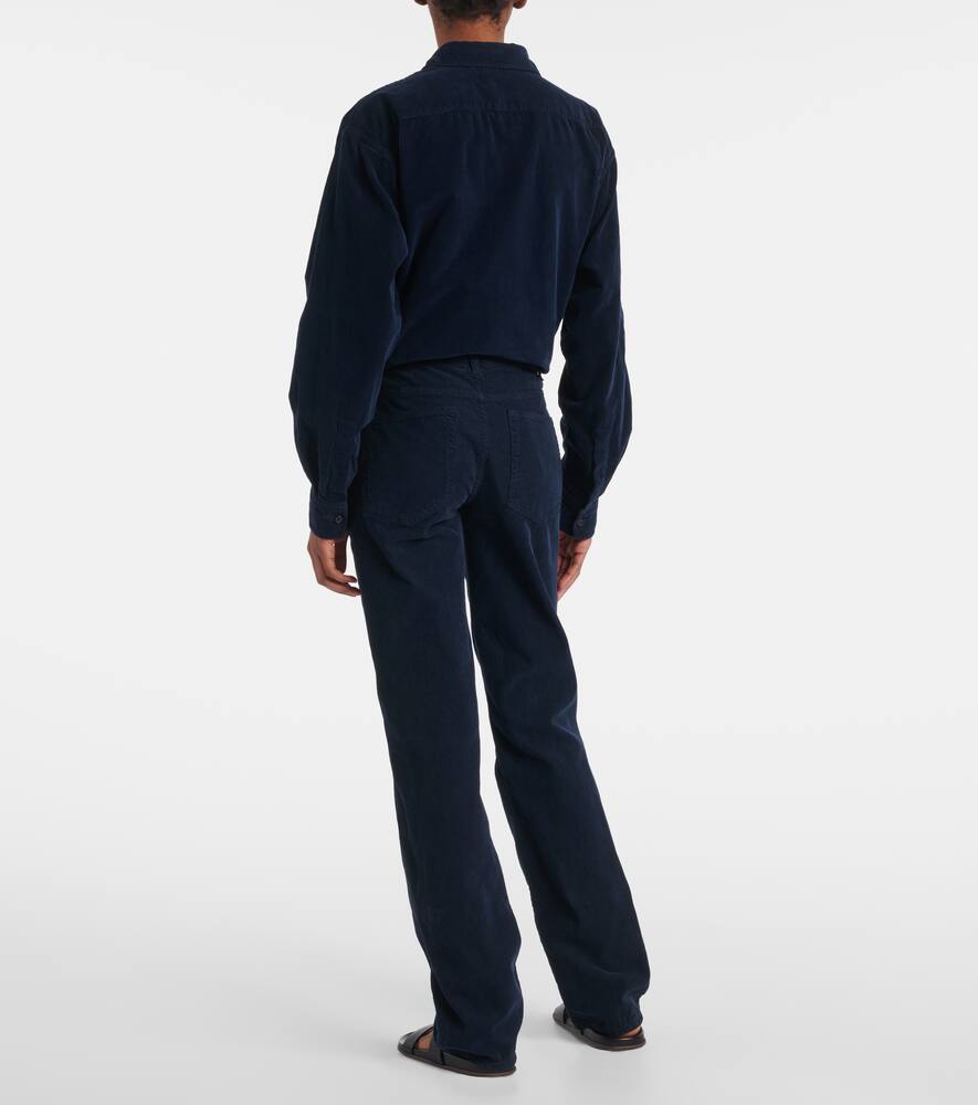 The Row Carlyl Cotton Corduroy Slim Pants In Blue