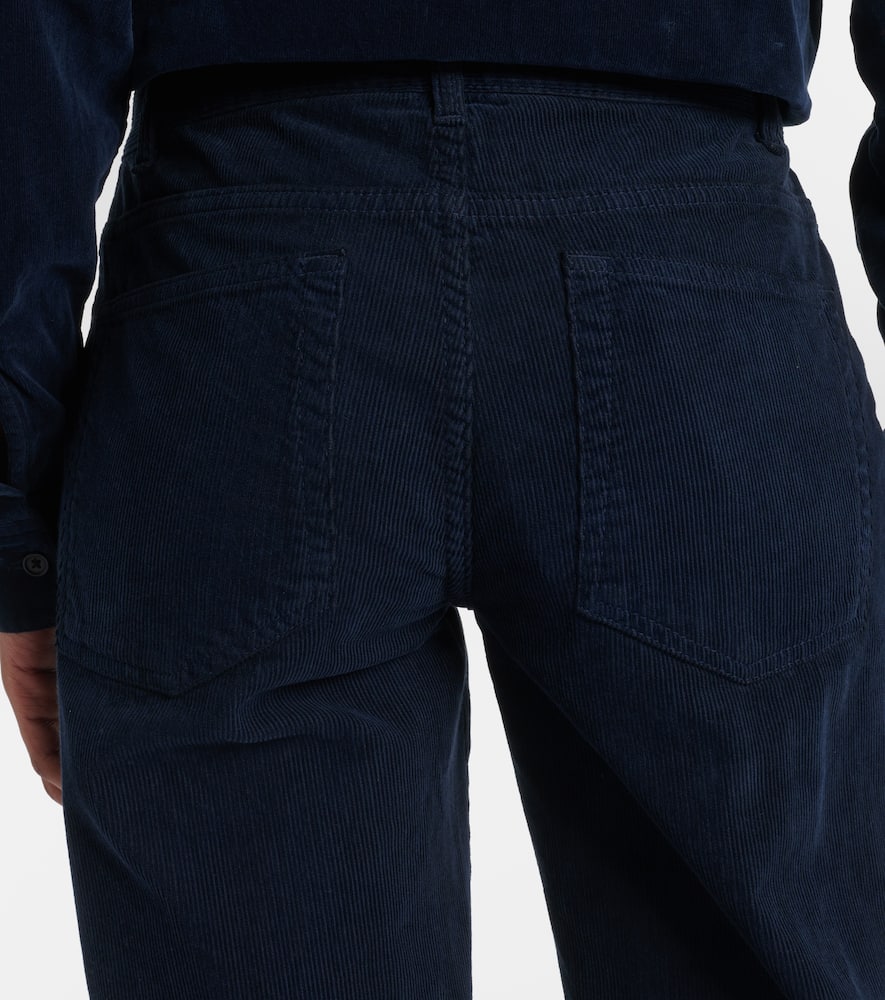 The Row Carlyl Cotton Corduroy Slim Pants In Blue