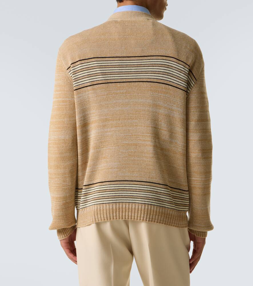 Valentino Pegasus-embroidered Striped Sweater In Brown