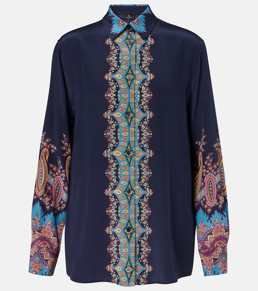 Printed silk crêpe de chine shirt