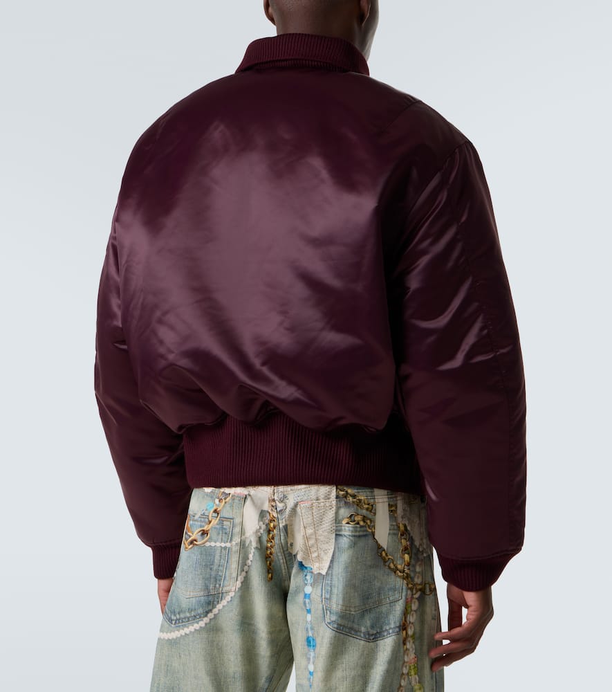 Acne Studios Logo Bomber Jacket In Burgundy