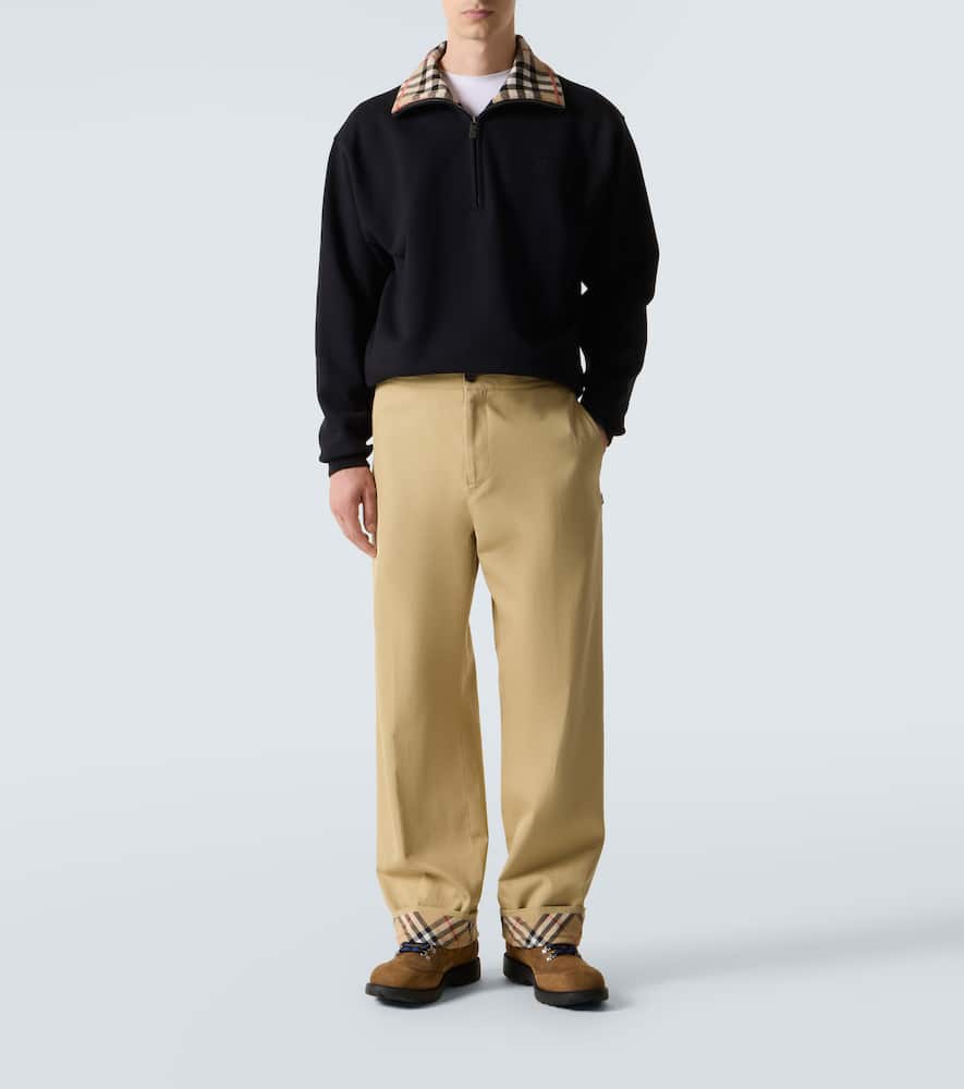 Burberry Check Cotton Pants In Neutral