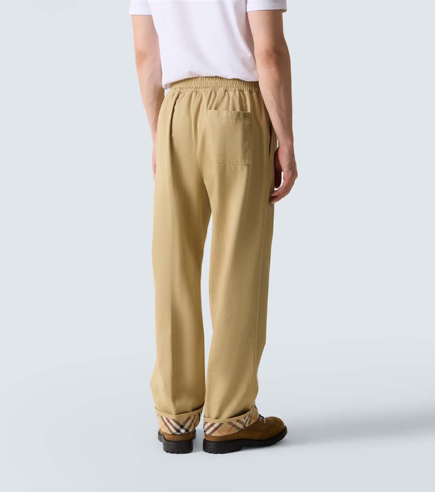 Burberry Check Cotton Pants In Neutral