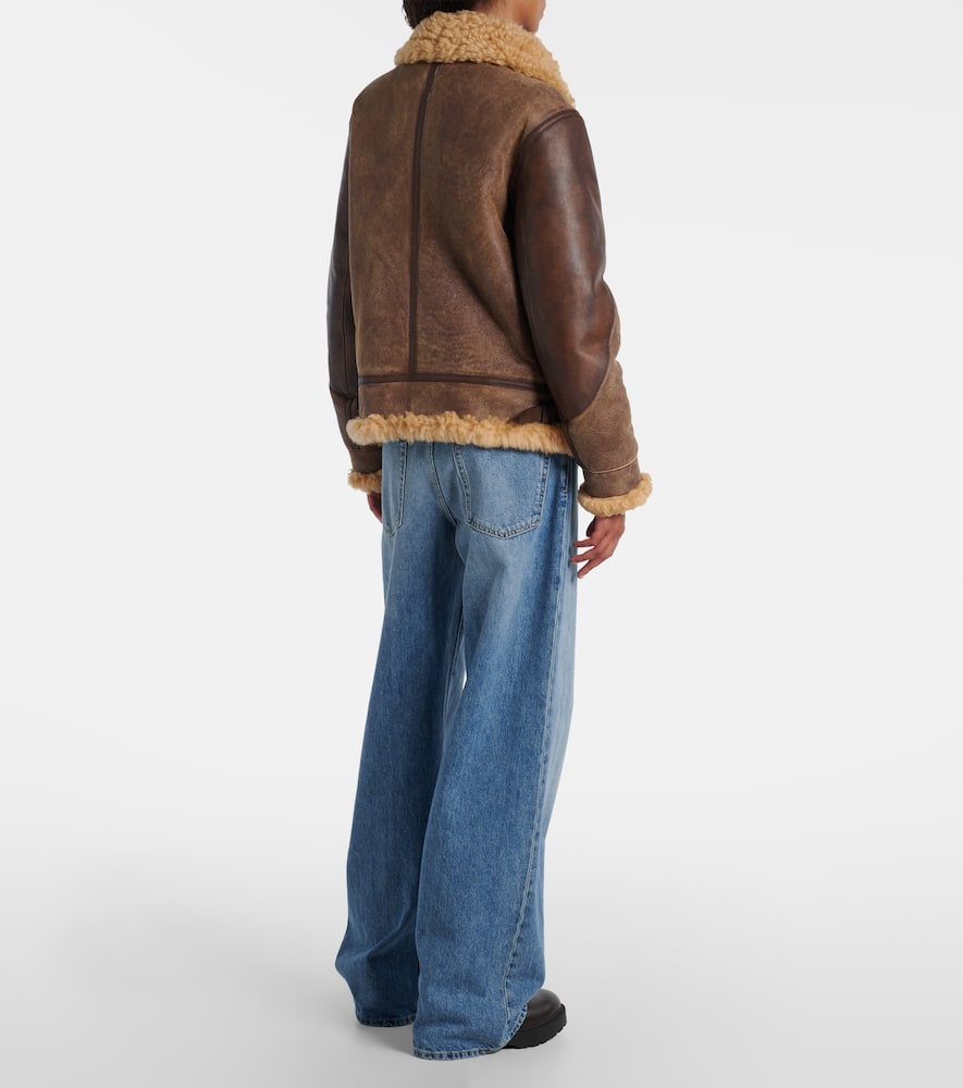 Ralph Lauren Shearling Aviator Jacket Featuring Leather Trim In Brown