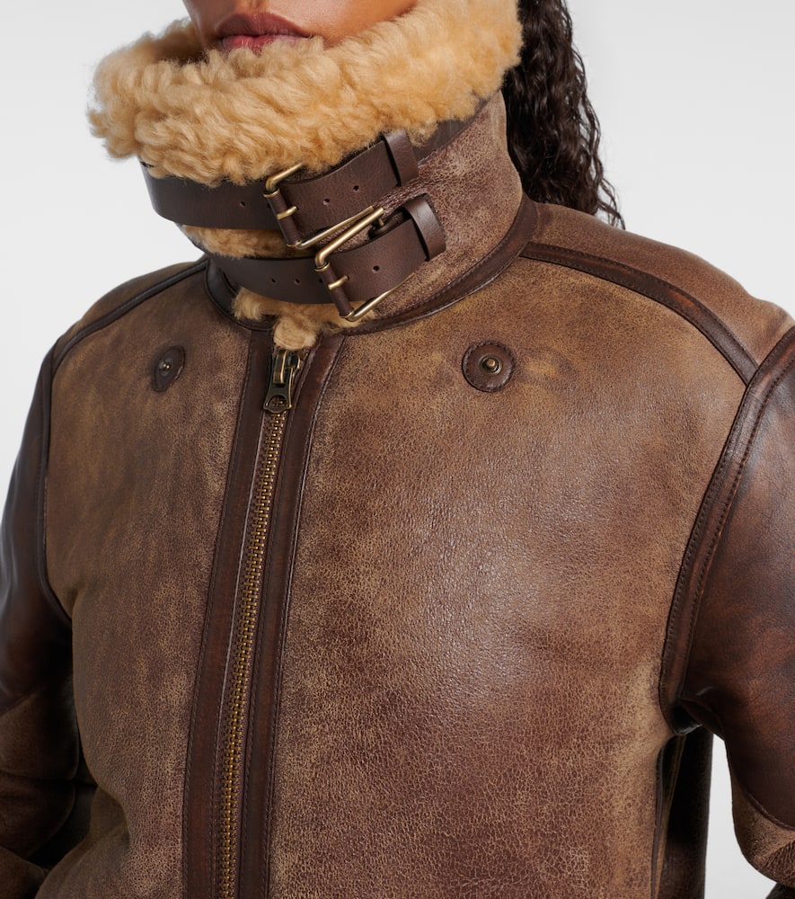 Ralph Lauren Shearling Aviator Jacket Featuring Leather Trim In Brown