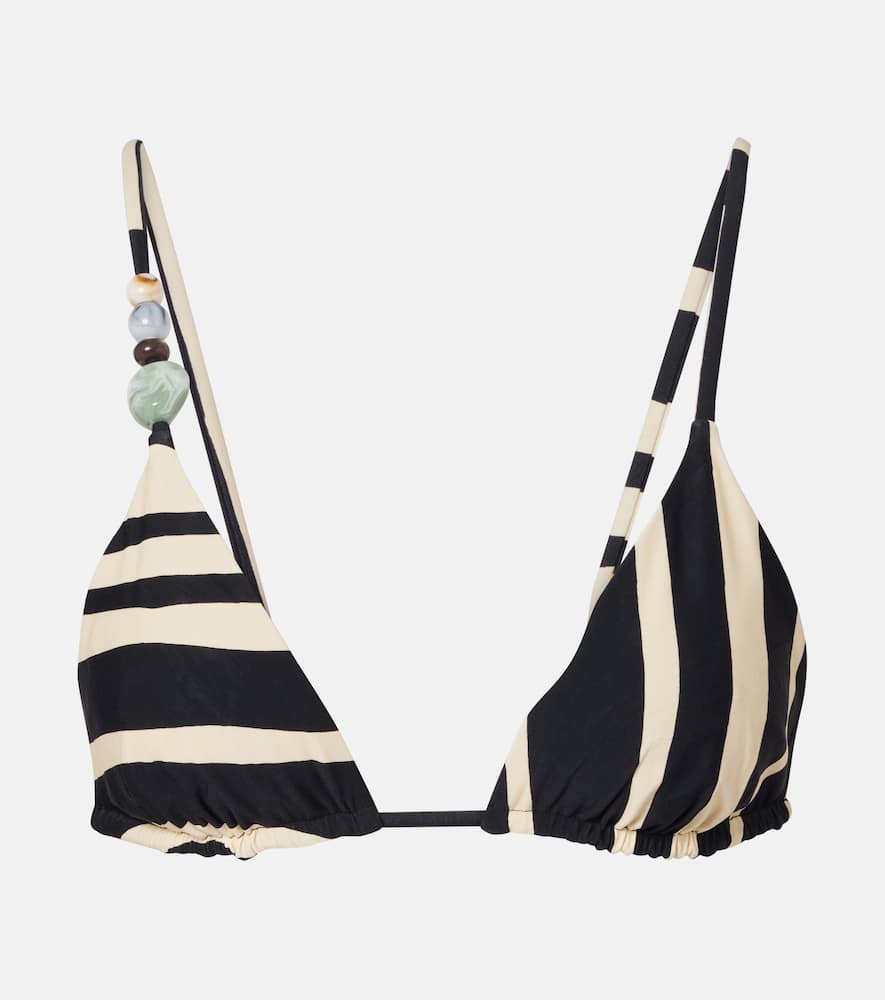SIR Embellished striped bikini top