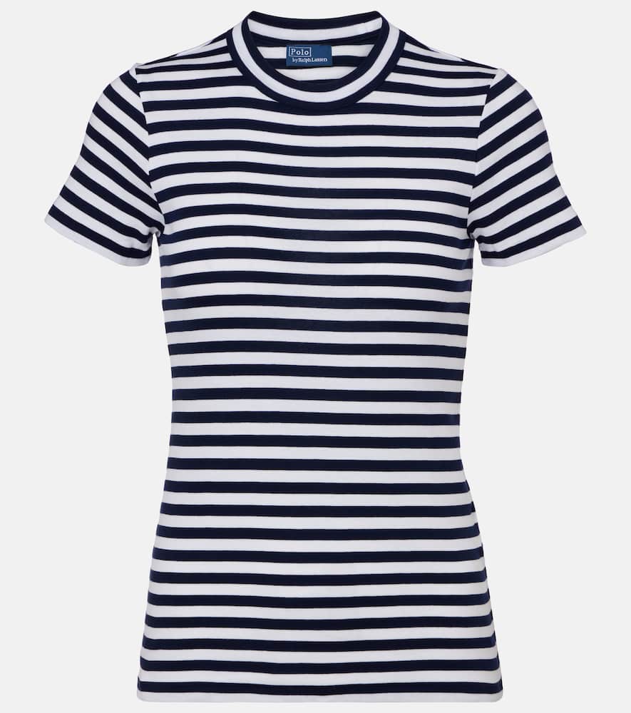 Polo Ralph Lauren Ralph Lauren Striped Ribbed Cotton Crewneck Tee In Black
