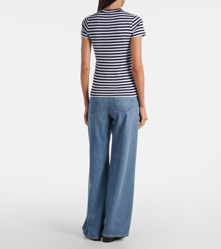 Polo Ralph Lauren Ralph Lauren Striped Ribbed Cotton Crewneck Tee In Black