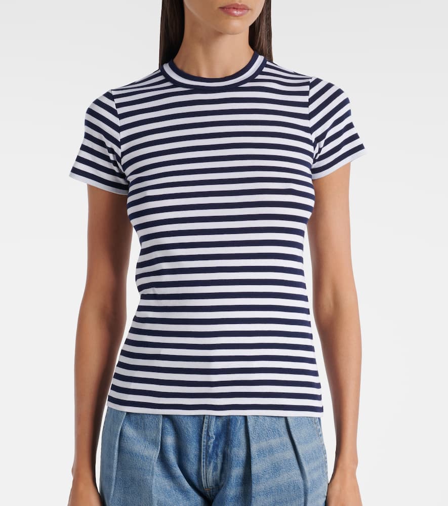 Polo Ralph Lauren Ralph Lauren Striped Ribbed Cotton Crewneck Tee In Black