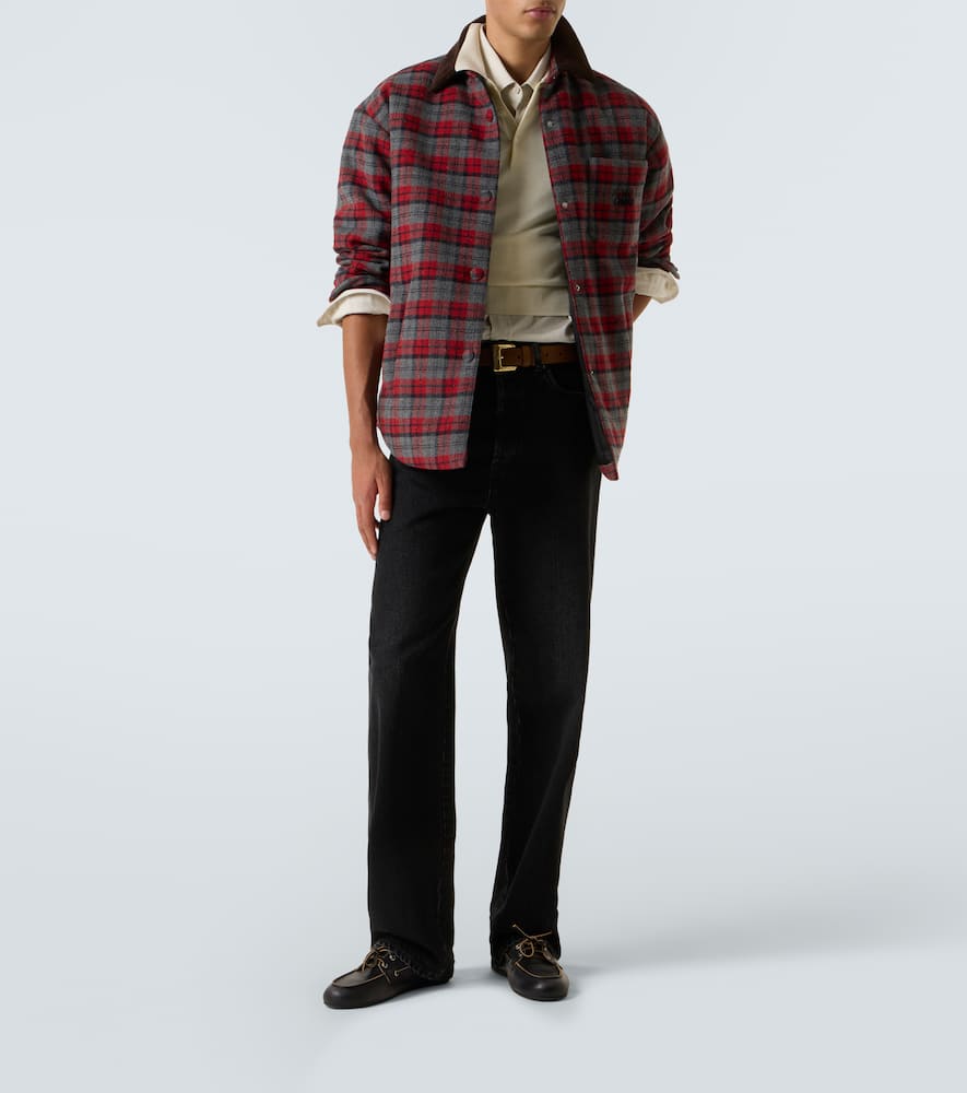 Miu Miu Checked Virgin Wool Overshirt In Red