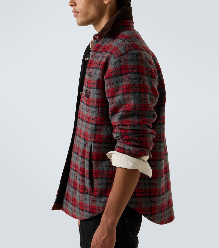 Miu Miu Checked Virgin Wool Overshirt In Red