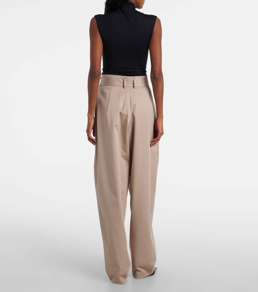 Magda Butrym Belted Cotton-blend Tapered Pants In Neutral