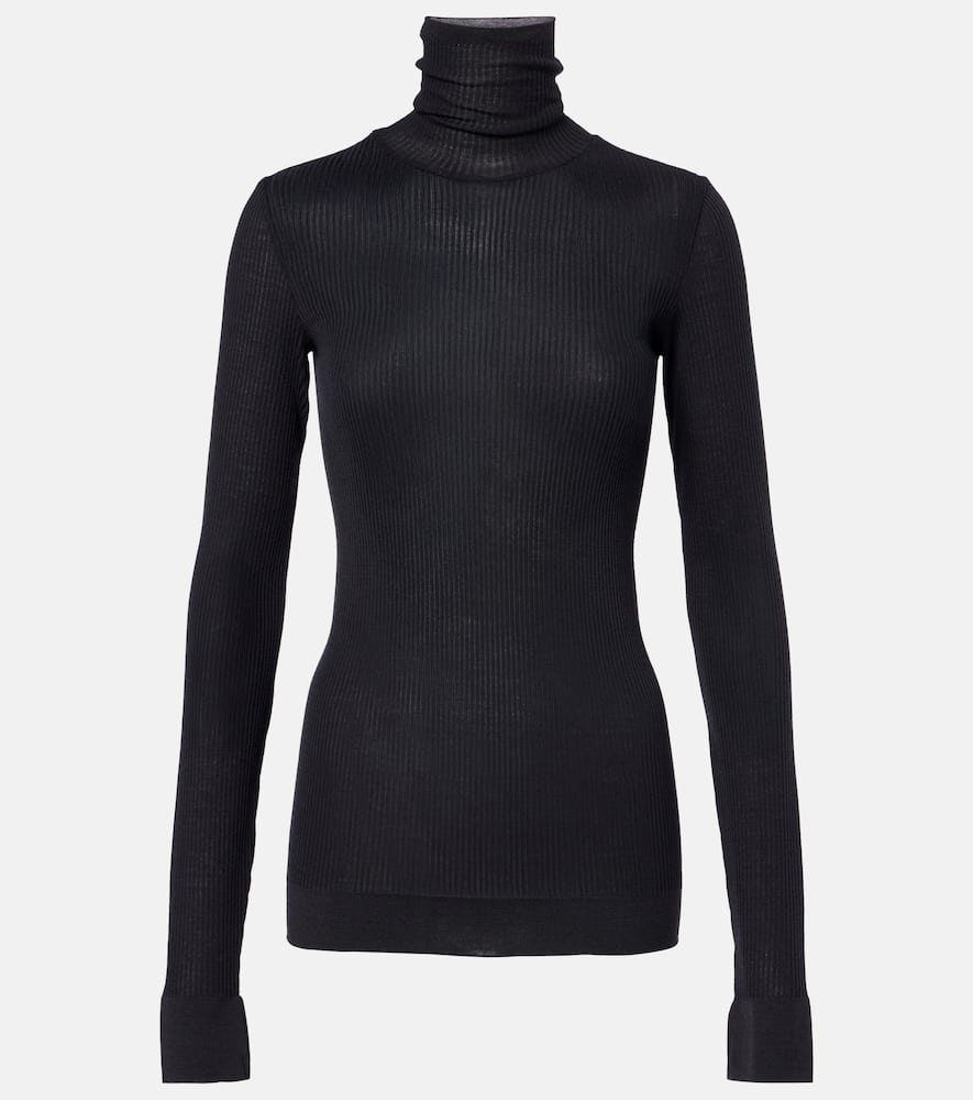 Lemaire Wool Turtleneck Top In Black