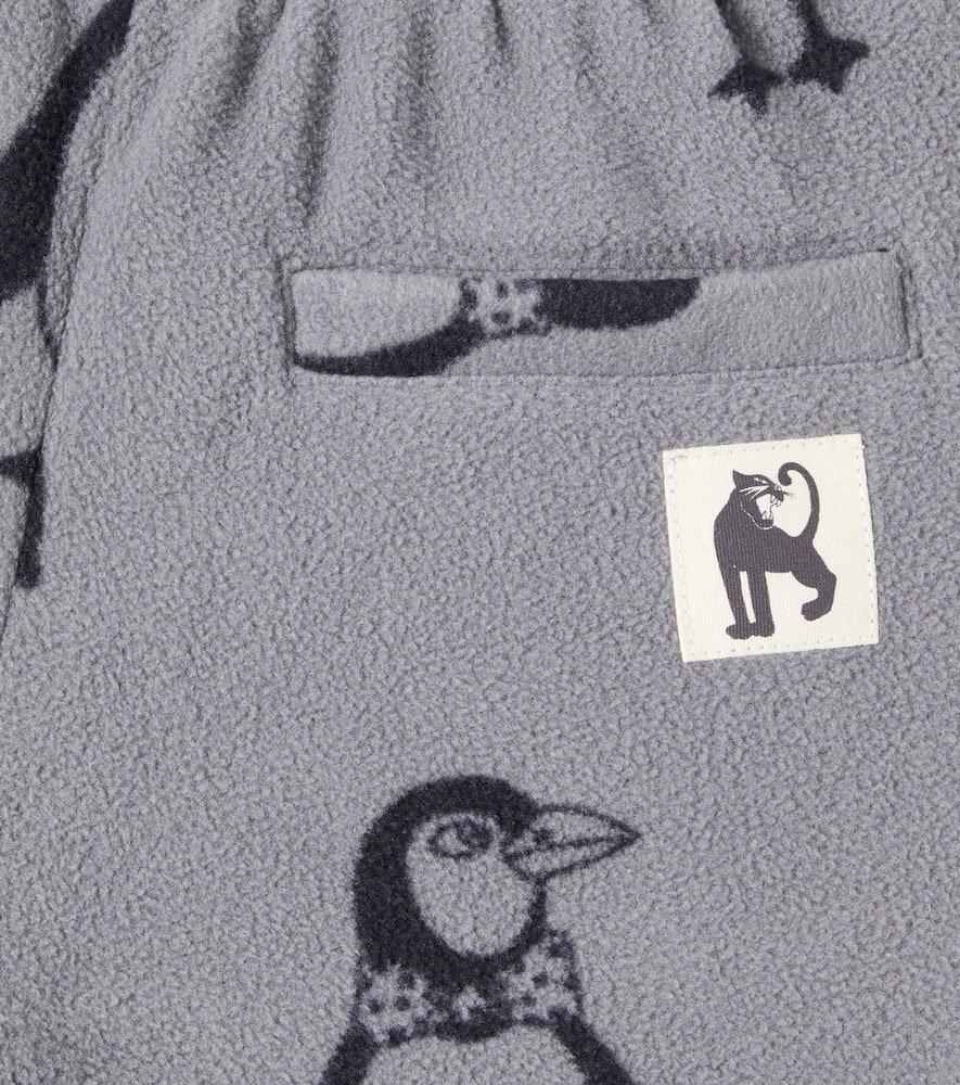 Mini Rodini Penguin Printed Fleece Sweatpants In Gray