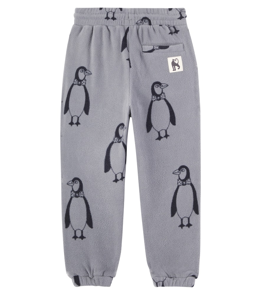 Mini Rodini Penguin Printed Fleece Sweatpants In Gray