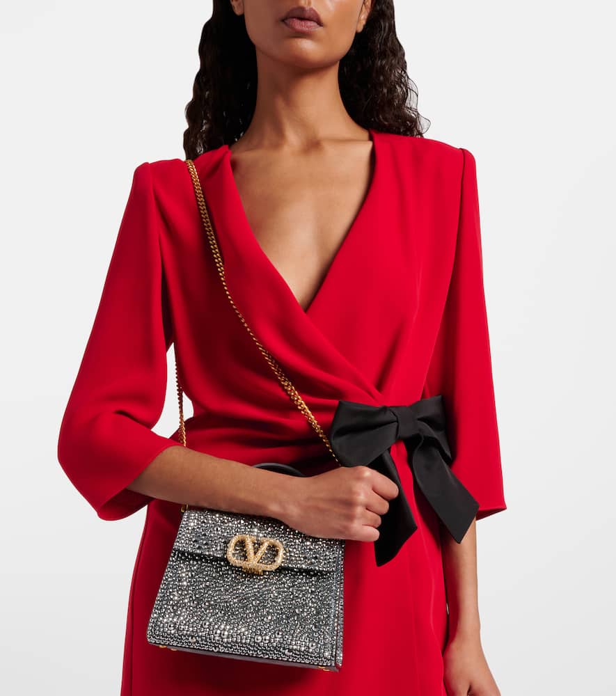 Valentino Vsling Small Embellished Suede Tote Bag In Blue