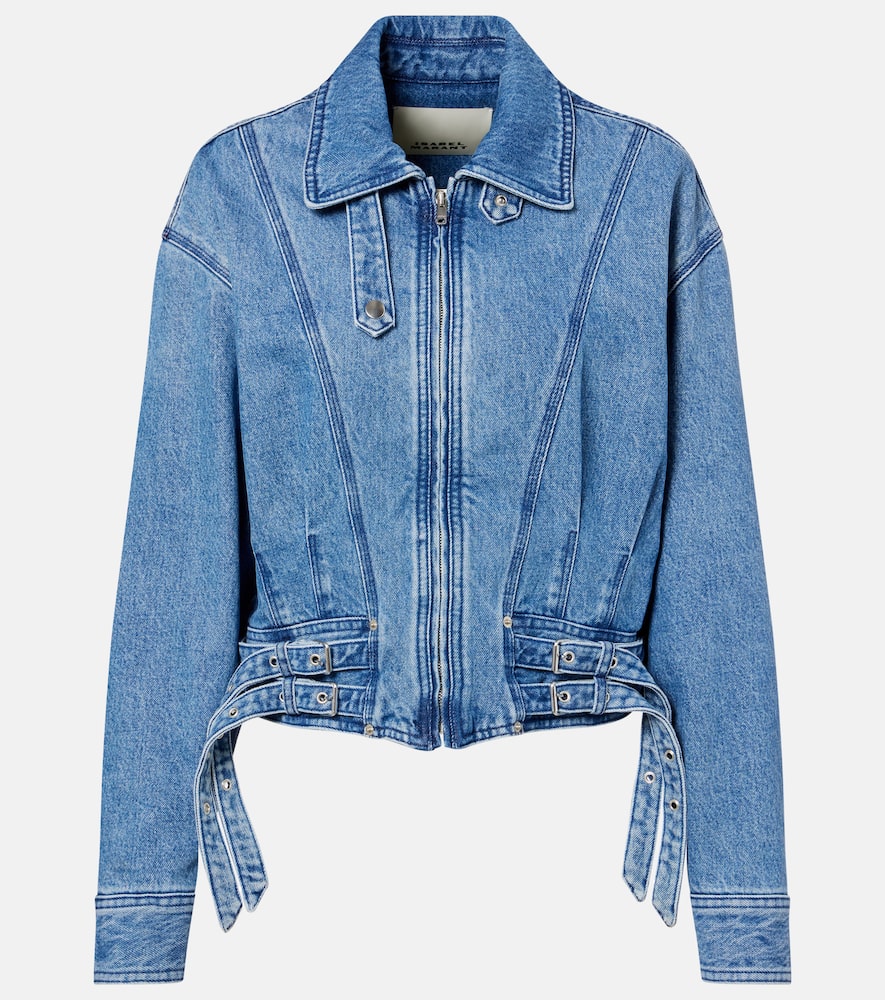 Isabel Marant Santa Cropped Denim Jacket In Blue