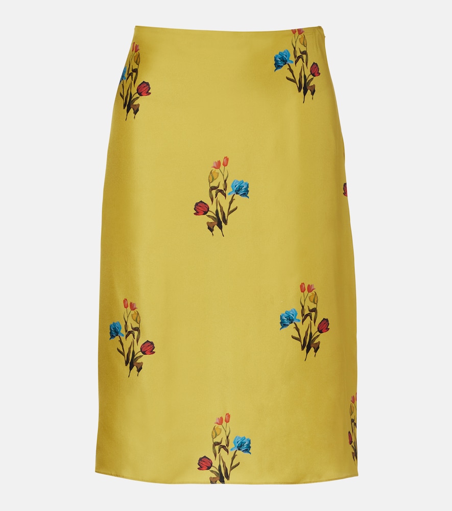 Marni Floral Silk Midi Skirt