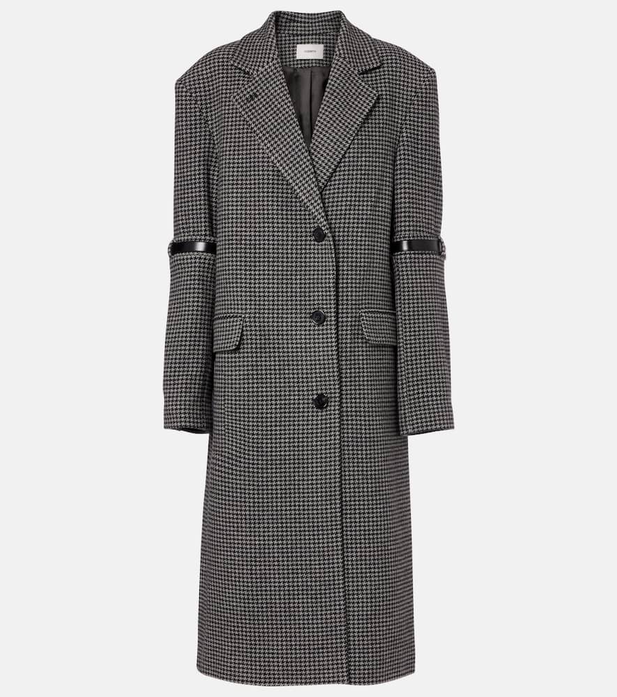 Coperni Houndstooth Wool And Cashmere Coat In Gray