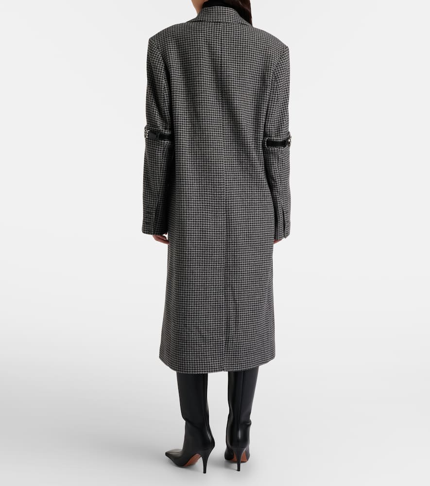 Coperni Houndstooth Wool And Cashmere Coat In Gray