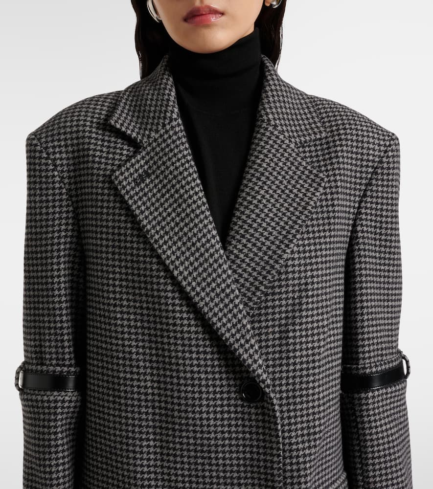 Coperni Houndstooth Wool And Cashmere Coat In Gray